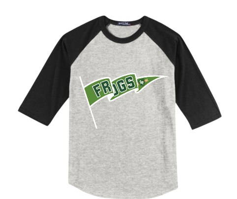 Gregorys Pond Team Collegiate T-Shirt - Heather Grey/Black 3/4" Raglan Sleeve Tee - Youth Sizes