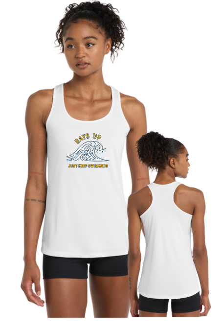 Harpers Mill Manta Rays Ladies Moisture Wicking Racerback Tank Top - White - 3 Design Options - Adult Sizes