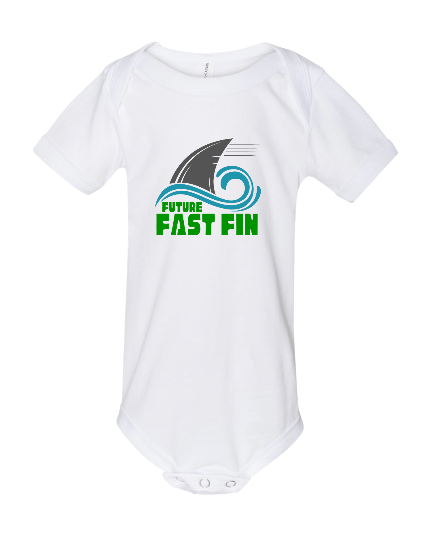 Foxcroft FAST Fins Custom ONESIE - White or Sport Grey - "FUTURE Fast Fin Team Logo" -  Infant Sizes