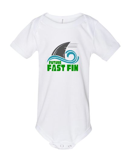 Foxcroft FAST Fins Custom ONESIE - White or Sport Grey - "FUTURE Fast Fin Team Logo" -  Infant Sizes
