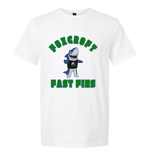 Foxcroft FAST Fins Custom T-Shirt - White or Sport Grey - "FAST FINS Featuring FINN" - Youth Sizes