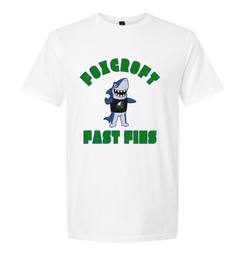 Foxcroft FAST Fins Custom T-Shirt - White or Sport Grey - "FAST FINS Featuring FINN" - Youth Sizes