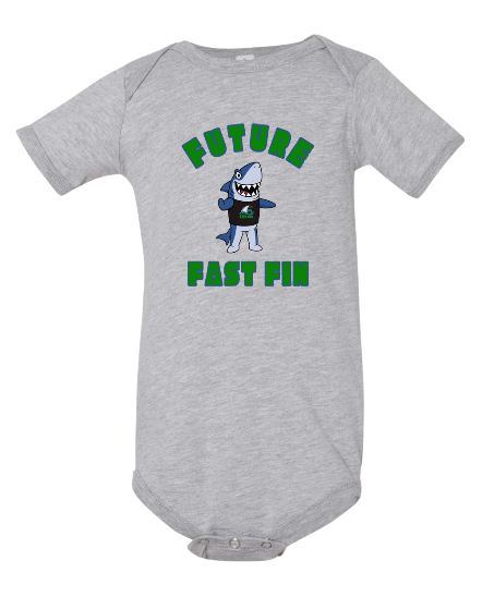 Foxcroft FAST Fins Custom ONESIE - White or Sport Grey - "FUTURE Fast Fin Featuring FINN" -  Infant Sizes