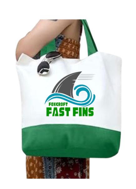 Foxcroft FAST Fins Custom Canvas Tote Bag - White & Green