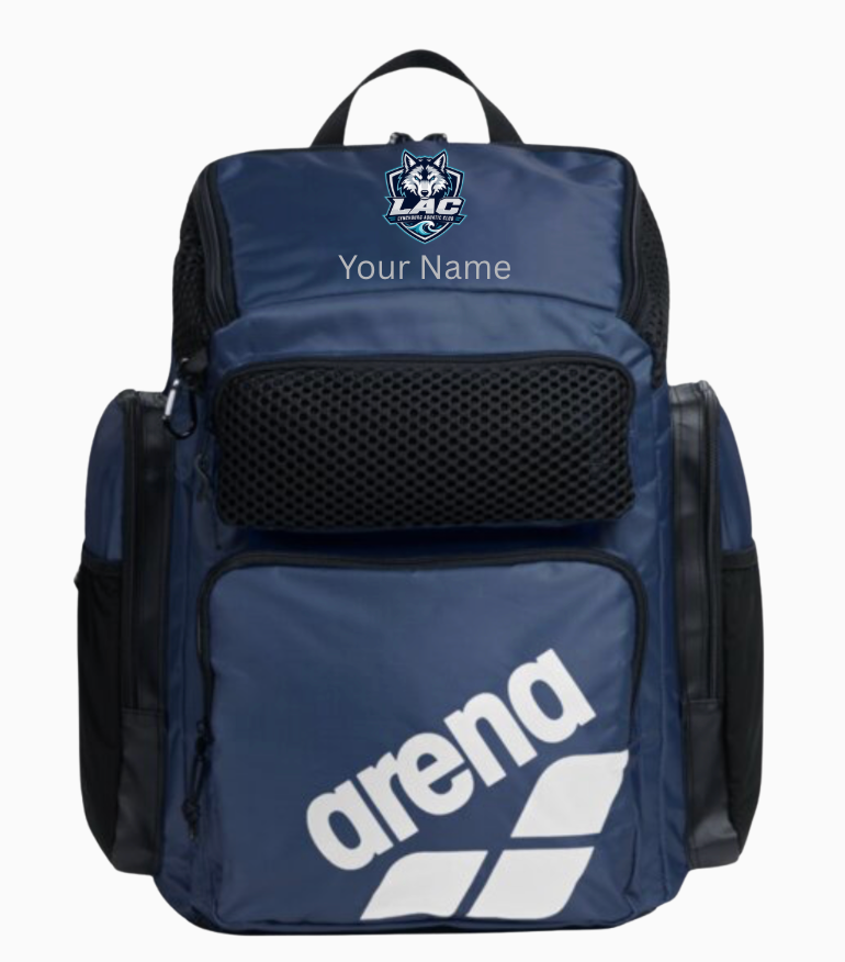 LAC Lynchburg Aquatic Club Arena One Go Backpack 45L with Embroidered Logo - Navy or Ice