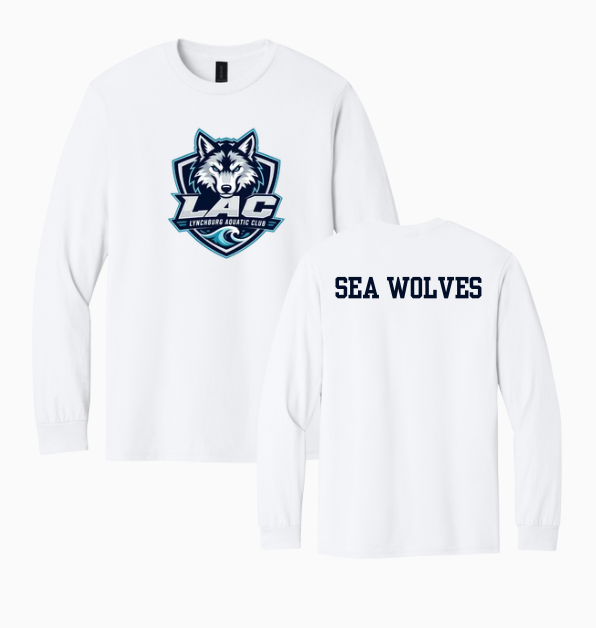 LAC Lynchburg Aquatic Club Team LONG Sleeve T-Shirt - Navy, White or Grey - Youth & Adult Sizes