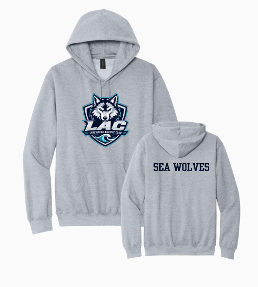 LAC Lynchburg Aquatic Club Team HOODIE Sweatshirt - White, Navy or Sport Grey - Youth and Adult Sizing
