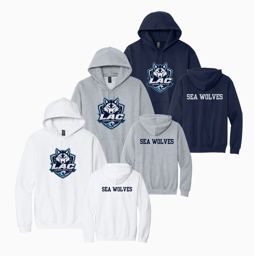 LAC Lynchburg Aquatic Club Team HOODIE Sweatshirt - White, Navy or Sport Grey - Youth and Adult Sizing LAC Lynchburg Aquatic Club Team HOODIE Sweatshirt - White, Navy or Sport Grey - Youth and Adult Sizing
