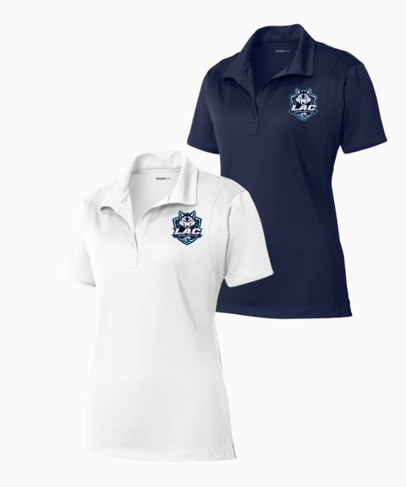 LAC Lynchburg Aquatic Club Team Embroidered Ladies Moisture Wick Polo - White or Navy LAC Lynchburg Aquatic Club Team Embroidered Ladies Moisture Wick Polo - White or Navy