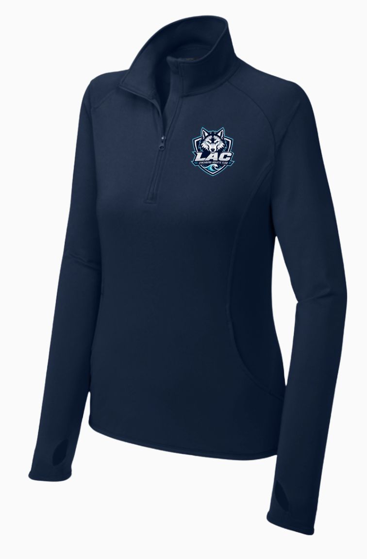 LAC Lynchburg Aquatic Club Team Embroidered Ladies 1/4 Zip Pull Over - Navy LAC Lynchburg Aquatic Club Team Embroidered Ladies 1/4 Zip Pull Over - Navy