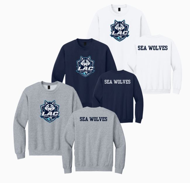 LAC Lynchburg Aquatic Club Team CREW Sweatshirt - Navy, White or Grey - Youth & Adult Sizes LAC Lynchburg Aquatic Club Team CREW Sweatshirt - Navy, White or Grey - Youth & Adult Sizes