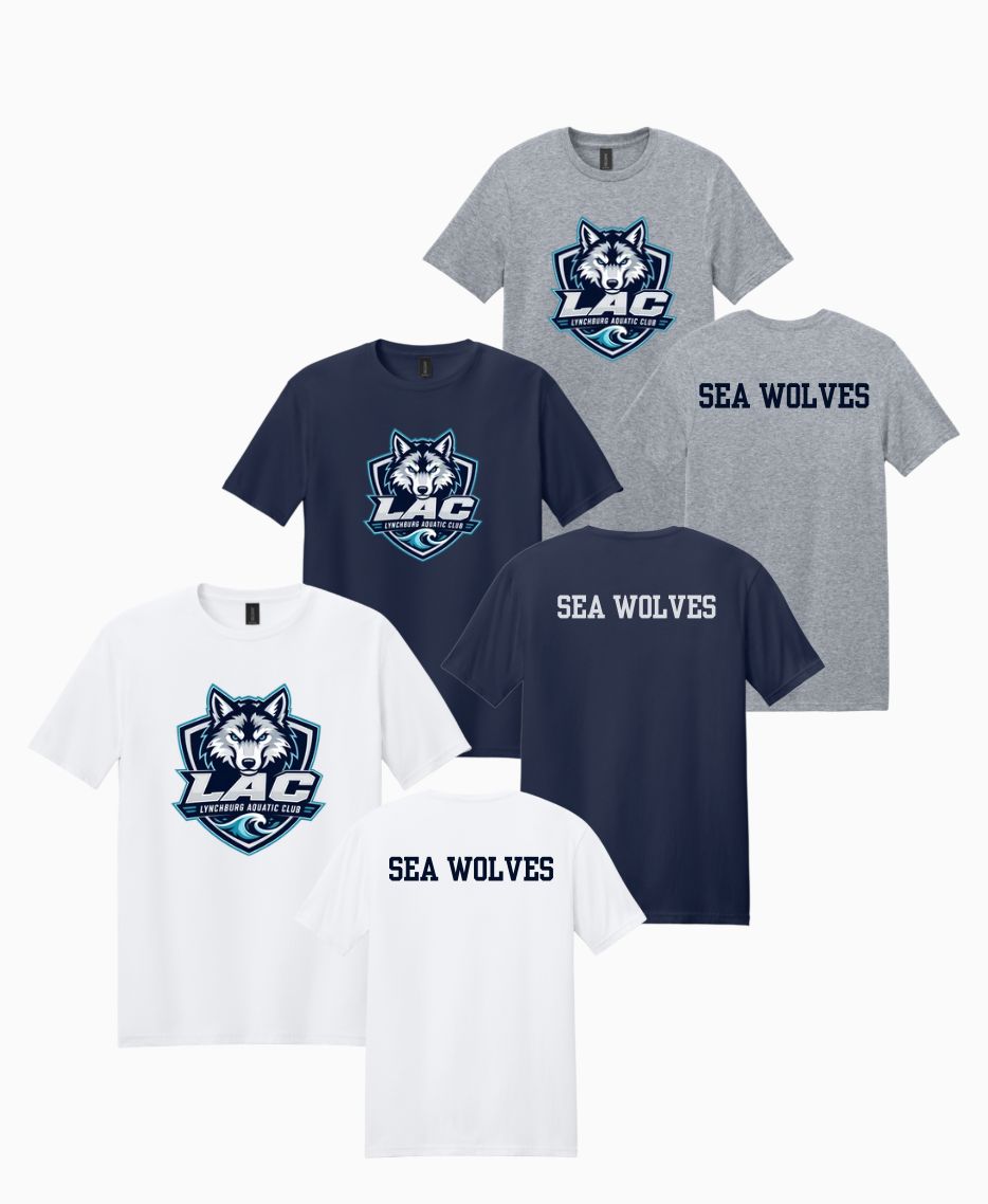 LAC Lynchburg Aquatic Club Team SHORT Sleeve T-Shirt - White, Navy or Grey LAC Lynchburg Aquatic Club Team SHORT Sleeve T-Shirt - White, Navy or Grey