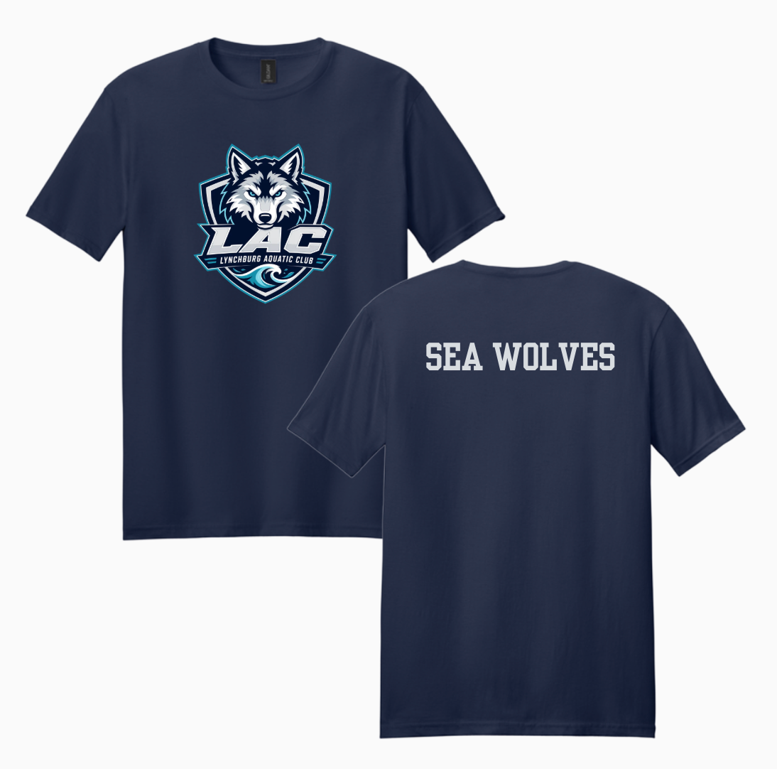 LAC Lynchburg Aquatic Club Team SHORT Sleeve T-Shirt - White, Navy or Grey