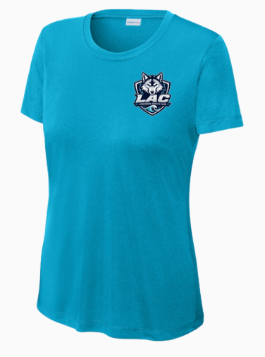 LAC Lynchburg Aquatic Club Ladies Moisture Wick Tee - White, Navy, Aqua or Grey Concrete - Adult LADIES