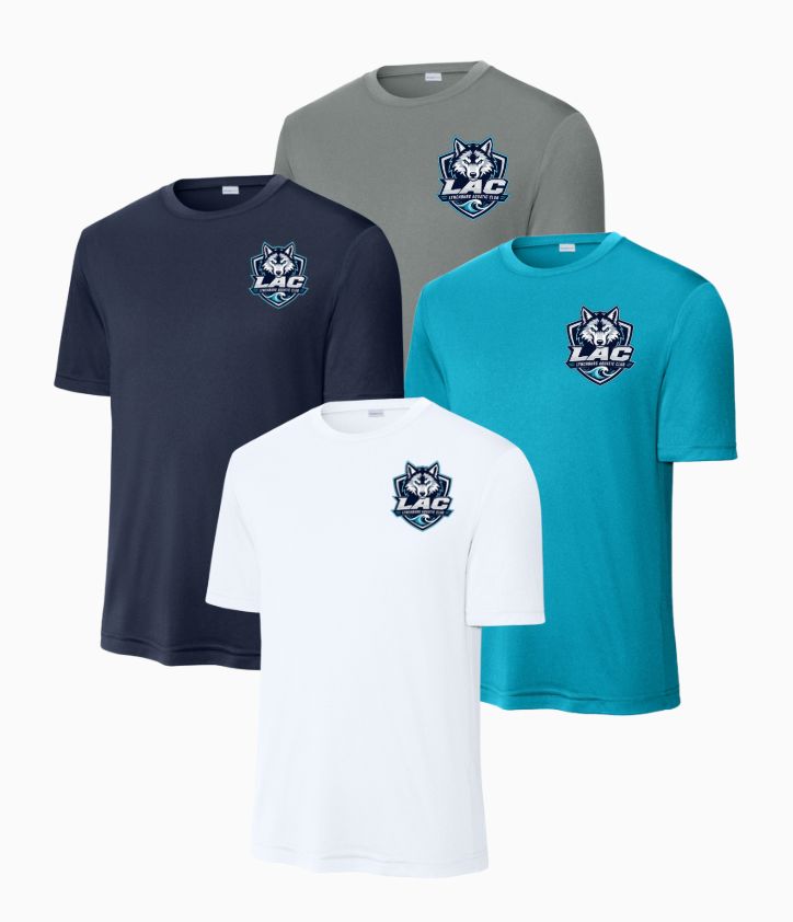 LAC Lynchburg Aquatic Club Team Moisture Wick Tee -White, Navy, Aqua or Grey - YOUTH LAC Lynchburg Aquatic Club Team Moisture Wick Tee -White, Navy, Aqua or Grey - YOUTH