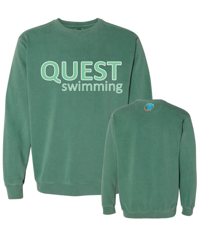 Quest Swimming Team Crew Neck Sweatshirt Comfort Colors - Light Green Quest Swimming Team Crew Neck Sweatshirt Comfort Colors - Light Green