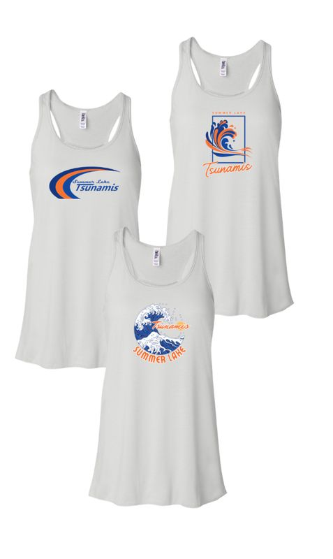 ​Summer Lake Tsunamis Ladies & Girls Racerback Tank - White - 3 Design Options - Adult & Youth