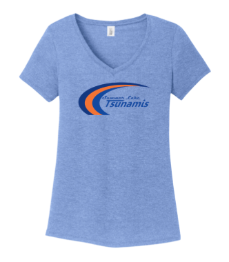 Summer Lake Tsunamis Ladies V-Neck Tee - Maritime Frost - 3 Design Options