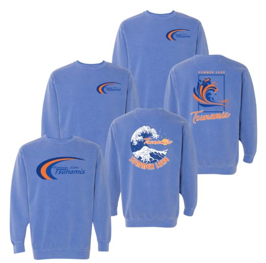Summer Lake Tsunamis Crew Sweatshirt - Comfort Colors - Blue Flo