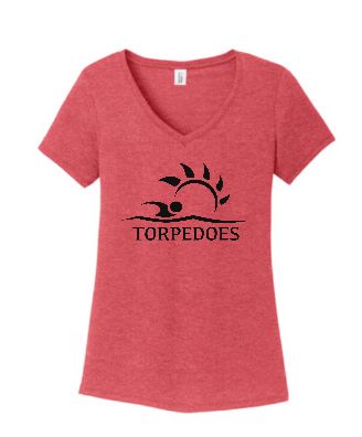 Bayhill Pointe Torpedoes Team Ladies V-Neck Tee T-Shirt - Red