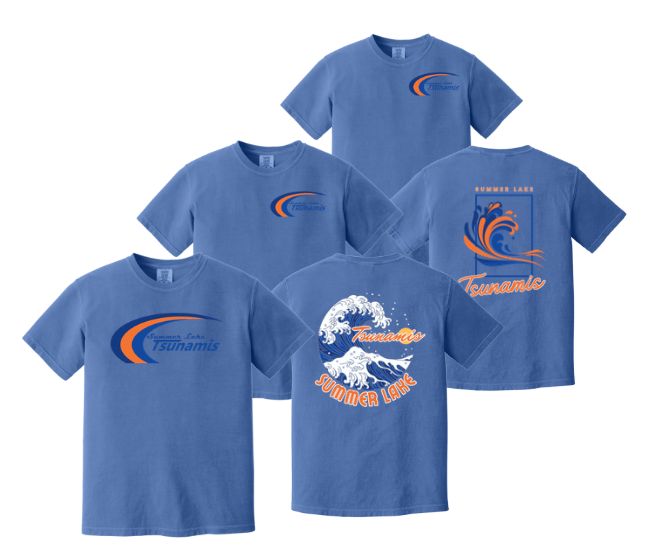 Summer Lake Tsunamis T-Shirt - Comfort Colors - Blue Flo - Adult
