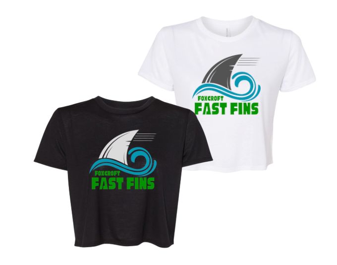 Foxcroft FAST Fins Team Ladies Flowy Crop Tee - Black or White - Adult