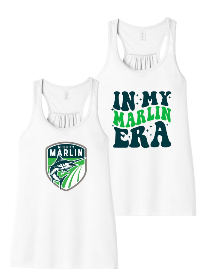 Foxcreek Marlins GIRLS Flowy Racerback Tank - White - 2 Designs - YOUTH
