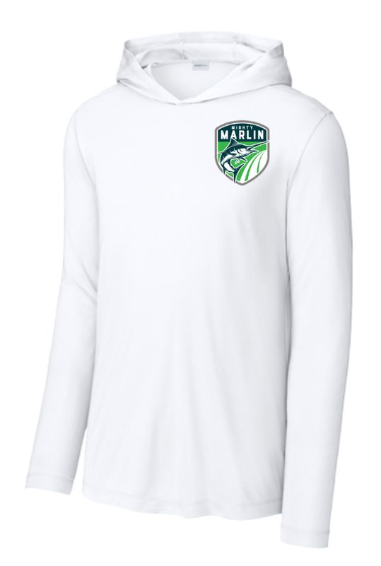 Foxcroft FAST Fins Custom UV Pro Long Sleeve Hoodie Tee - White - ADULT