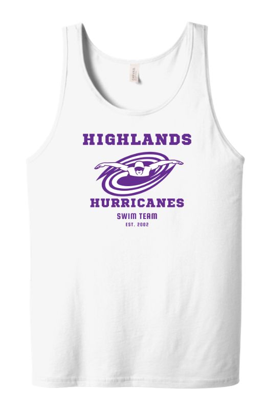The Highlands Hurricanes Unisex Jersey Tank Top - White - Adult & Youth The Highlands Hurricanes Unisex Jersey Tank Top - White - Adult & Youth