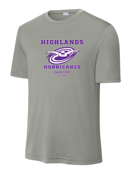 The Highlands Hurricanes Youth Moisture Wick Tee -White or Grey Concrete