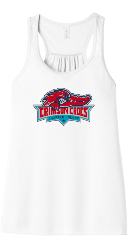 ​Charter Colony Crimson Crocs Team GIRLS Flowy Racerback Tank - White - YOUTH Sizing