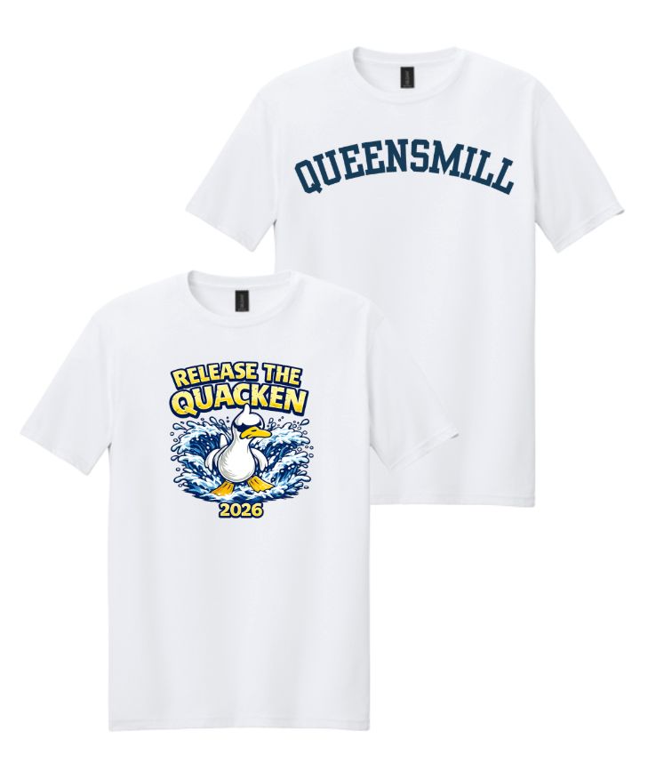 Queensmill Quackers Custom T-Shirt - White - 2 Designs - Adult & Youth Sizes