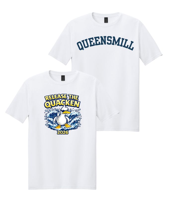 Queensmill Quackers Custom T-Shirt - White - 2 Designs - Adult & Youth Sizes