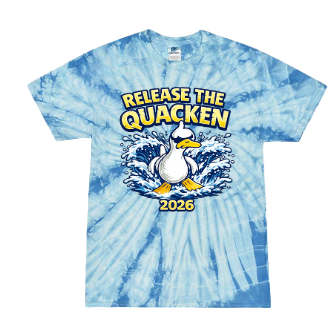 ​Queensmill Quackers Tie Dye Tee T-Shirt - Blue - 2 Design Options - Adult & Youth Sizes