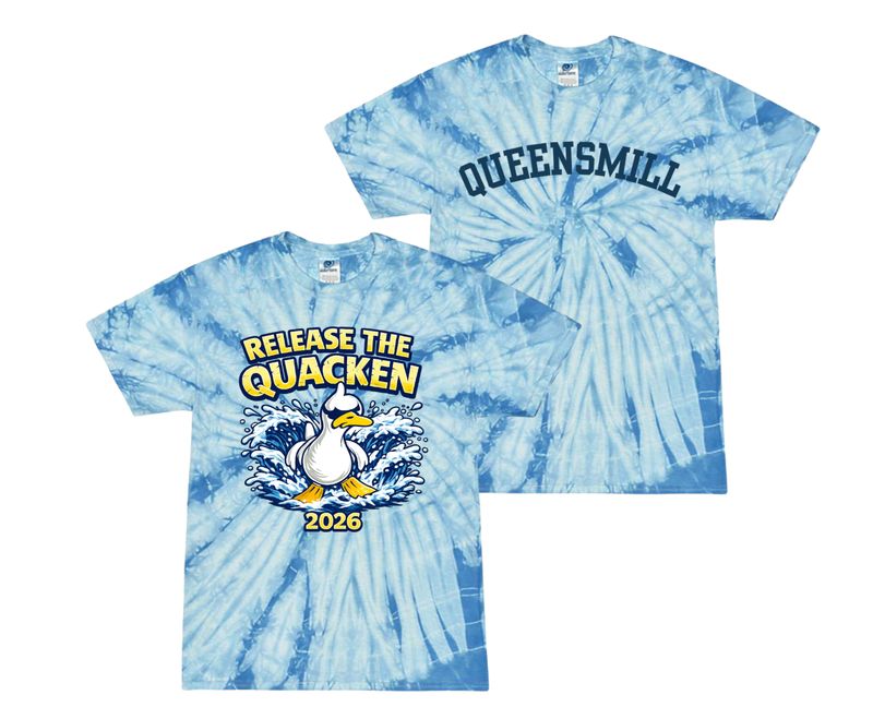 ​Queensmill Quackers Tie Dye Tee T-Shirt - Blue - 2 Design Options - Adult & Youth Sizes