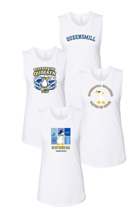 Queensmill Quackers Ladies Muscle Tank Top - White  - 4 Design Options - Adult