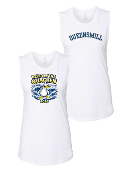 Queensmill Quackers Ladies Muscle Tank Top - White  - 2 Design Options - Adult