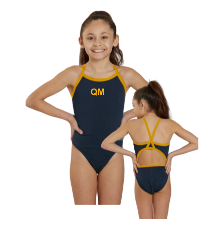 Queensmill Quackers Team HydroLast Piped Thin Strap Female Suit with Logo