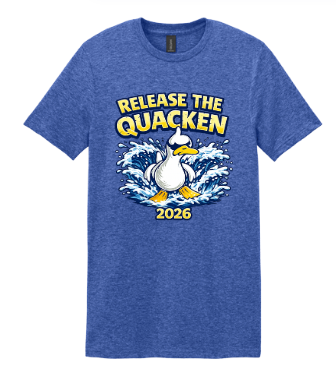 Queensmill Quackers Team T-Shirt - Heather Royal- 2 Designs - Adult & Youth Sizes