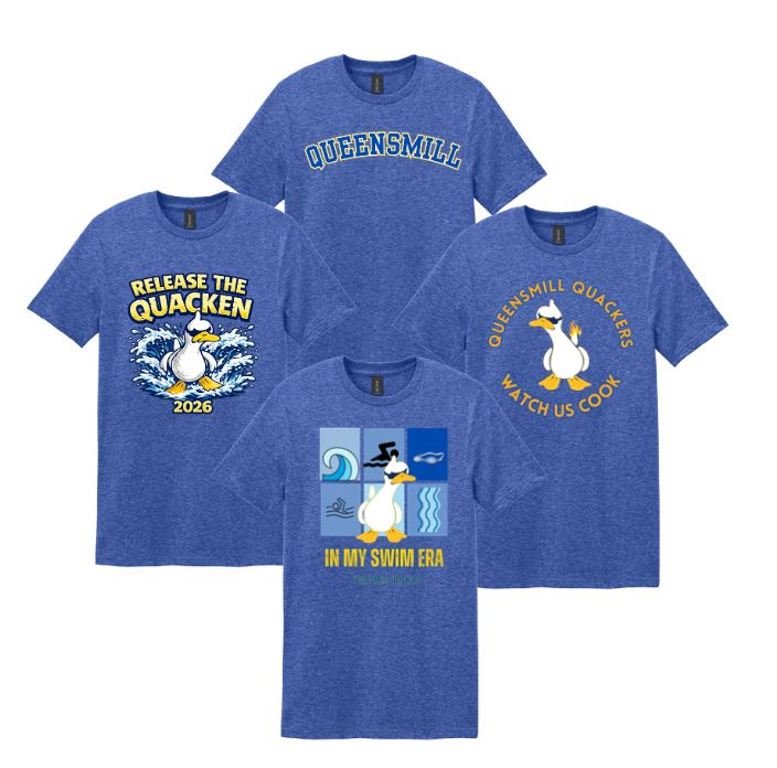 Queensmill Quackers Team T-Shirt - Heather Royal- 4 Designs