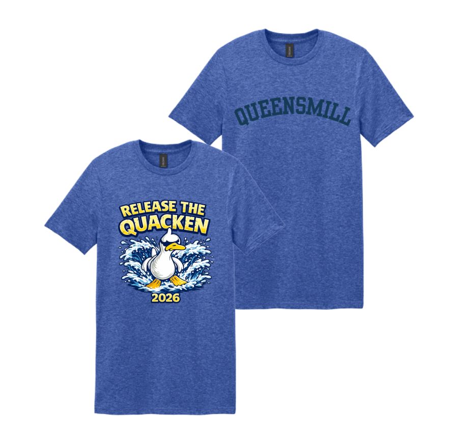 Queensmill Quackers Team T-Shirt - Heather Royal- 2 Designs - Adult & Youth Sizes Queensmill Quackers Team T-Shirt - Heather Royal- 2 Designs - Adult & Youth Sizes