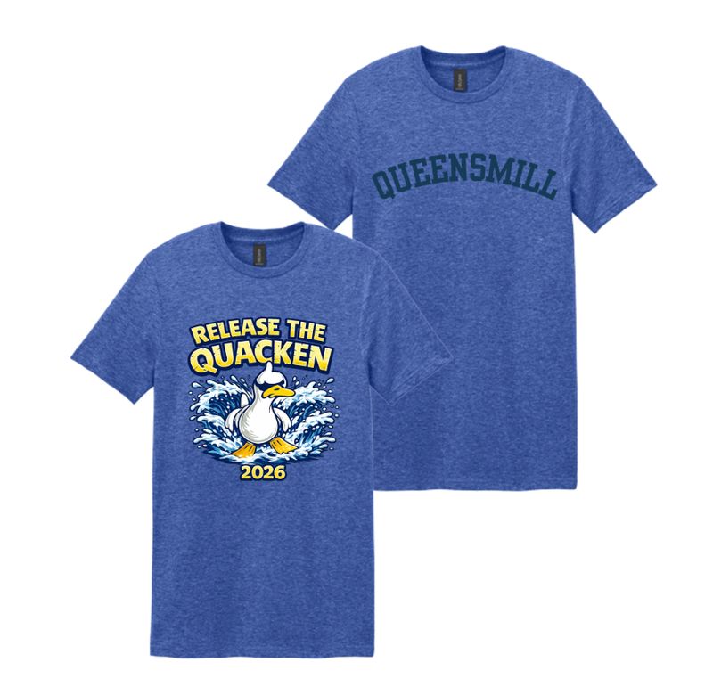 Queensmill Quackers Team T-Shirt - Heather Royal- 2 Designs - Adult & Youth Sizes