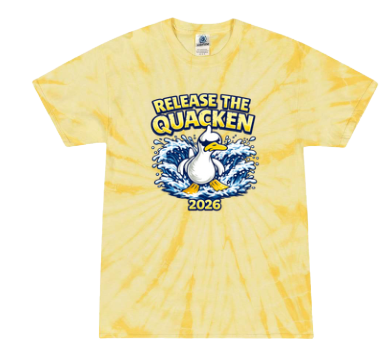 ​Queensmill Quackers Tie Dye Tee T-Shirt - Yellow - 2 Design Options - Adult & Youth Sizes