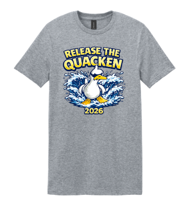 Queensmill Quackers Team T-Shirt - Sport Grey - 2 Designs - Adult & Youth Sizes