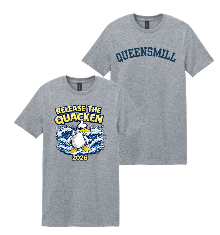 Queensmill Quackers Team T-Shirt - Sport Grey - 2 Designs - Adult & Youth Sizes