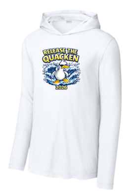 ​Queensmill Quackers UV Pro Long Sleeve Hoodie Tee - White - 2 Design Options - Adult