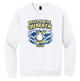 Queensmill Quackers Crew Sweatshirt - White -  2 Designs - Adult & Youth Sizes