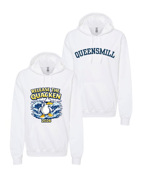 Queensmill Quackers Hoodie Sweatshirt - White - 2 Design Options