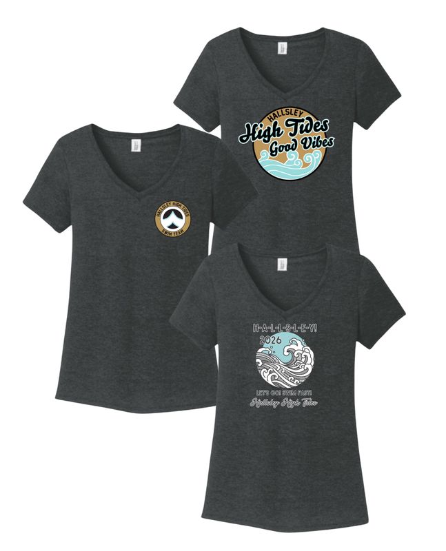 Hallsley High Tides Team Ladies V-Neck Tee - Black - 3 Designs - Adult Hallsley High Tides Team Ladies V-Neck Tee - Black - 3 Designs - Adult