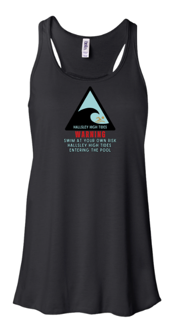 ​Hallsley High Tides Team Ladies Flowy Racerback Tank   - Black - 5 Design Options - Adult Sizing